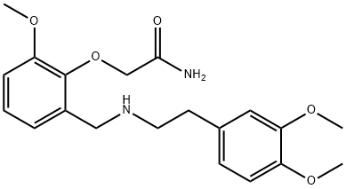 2-[2-({[2-(3,4-dimethoxyphenyl)ethyl]amino}methyl)-6-methoxyphenoxy]acetamide Struktur