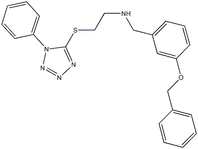 N-[3-(benzyloxy)benzyl]-N-{2-[(1-phenyl-1H-tetraazol-5-yl)sulfanyl]ethyl}amine 化学構造式