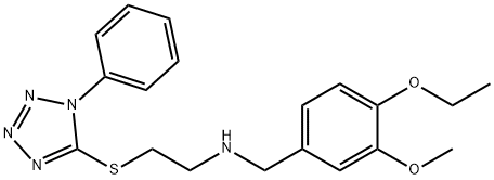 N-(4-ethoxy-3-methoxybenzyl)-N-{2-[(1-phenyl-1H-tetraazol-5-yl)sulfanyl]ethyl}amine 化学構造式