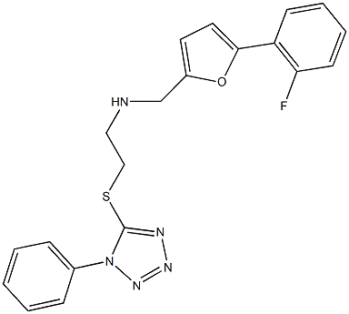 N-{[5-(2-fluorophenyl)-2-furyl]methyl}-N-{2-[(1-phenyl-1H-tetraazol-5-yl)sulfanyl]ethyl}amine 化学構造式