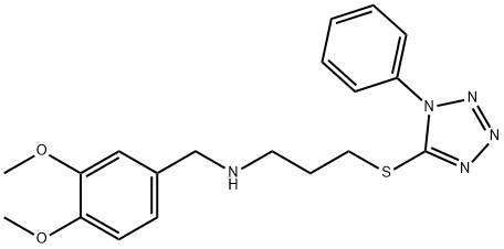 N-(3,4-二甲氧基苄基)-3-[(1-苯基-1H-四唑-5-基)硫基]-1-丙胺 结构式