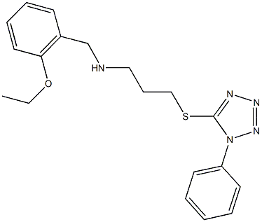 N-(2-ethoxybenzyl)-N-{3-[(1-phenyl-1H-tetraazol-5-yl)sulfanyl]propyl}amine 化学構造式