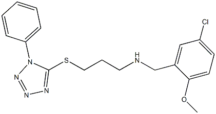 N-(5-chloro-2-methoxybenzyl)-N-{3-[(1-phenyl-1H-tetraazol-5-yl)sulfanyl]propyl}amine 结构式