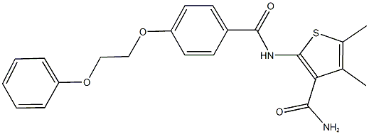 4,5-dimethyl-2-{[4-(2-phenoxyethoxy)benzoyl]amino}-3-thiophenecarboxamide 结构式