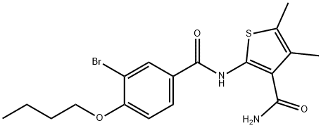 2-[(3-bromo-4-butoxybenzoyl)amino]-4,5-dimethyl-3-thiophenecarboxamide Struktur