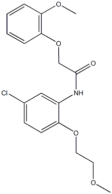 N-[5-chloro-2-(2-methoxyethoxy)phenyl]-2-(2-methoxyphenoxy)acetamide 化学構造式