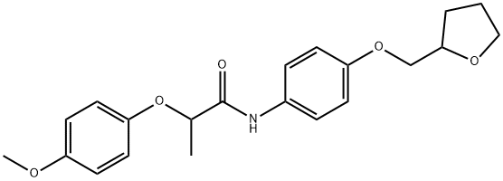 2-(4-methoxyphenoxy)-N-[4-(tetrahydro-2-furanylmethoxy)phenyl]propanamide Struktur