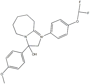 1-[4-(difluoromethoxy)phenyl]-3-hydroxy-3-(4-methoxyphenyl)-2,5,6,7,8,9-hexahydro-3H-imidazo[1,2-a]azepin-1-ium Structure