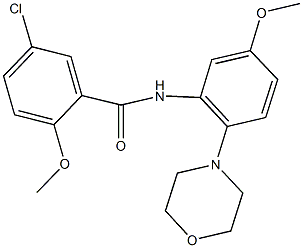5-chloro-2-methoxy-N-[5-methoxy-2-(4-morpholinyl)phenyl]benzamide 化学構造式