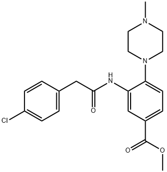 methyl 3-{[(4-chlorophenyl)acetyl]amino}-4-(4-methyl-1-piperazinyl)benzoate Structure