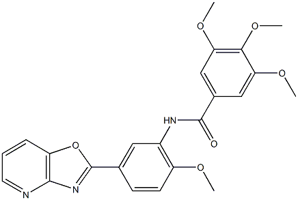 3,4,5-trimethoxy-N-(2-methoxy-5-[1,3]oxazolo[4,5-b]pyridin-2-ylphenyl)benzamide Structure