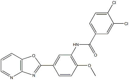 3,4-dichloro-N-(2-methoxy-5-[1,3]oxazolo[4,5-b]pyridin-2-ylphenyl)benzamide Struktur