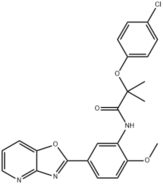 2-(4-chlorophenoxy)-N-(2-methoxy-5-[1,3]oxazolo[4,5-b]pyridin-2-ylphenyl)-2-methylpropanamide|