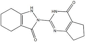 2-(4-oxo-4,5,6,7-tetrahydro-3H-cyclopenta[d]pyrimidin-2-yl)-1,2,4,5,6,7-hexahydro-3H-indazol-3-one Struktur