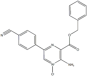 benzyl 3-amino-6-(4-cyanophenyl)pyrazine-2-carboxylate 4-oxide 化学構造式