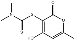 4-hydroxy-6-methyl-2-oxo-2H-pyran-3-yl dimethyldithiocarbamate 化学構造式