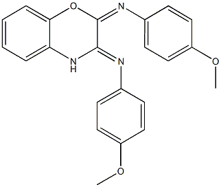 4-methoxy-N-(2-[(4-methoxyphenyl)imino]-2H-1,4-benzoxazin-3(4H)-ylidene)aniline 化学構造式