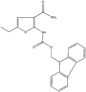 9H-fluoren-9-ylmethyl 3-(aminocarbonyl)-5-ethyl-2-thienylcarbamate,887581-91-1,结构式