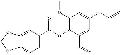 4-allyl-2-formyl-6-methoxyphenyl 1,3-benzodioxole-5-carboxylate 化学構造式