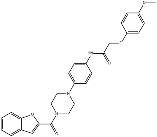 N-{4-[4-(1-benzofuran-2-ylcarbonyl)-1-piperazinyl]phenyl}-2-(4-methoxyphenoxy)acetamide Structure
