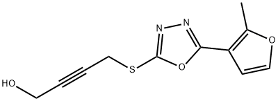 4-{[5-(2-methyl-3-furyl)-1,3,4-oxadiazol-2-yl]sulfanyl}-2-butyn-1-ol|