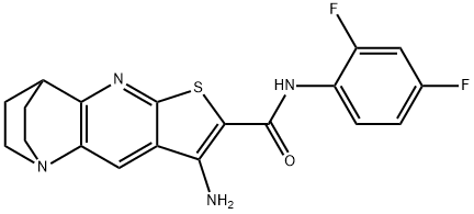 8-amino-N-(2,4-difluorophenyl)-1,2,3,4-tetrahydro-1,4-ethanothieno[2,3-b][1,5]naphthyridine-7-carboxamide 化学構造式