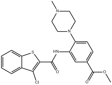 methyl 3-{[(3-chloro-1-benzothien-2-yl)carbonyl]amino}-4-(4-methyl-1-piperazinyl)benzoate 化学構造式