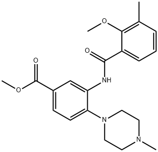 methyl 3-[(2-methoxy-3-methylbenzoyl)amino]-4-(4-methyl-1-piperazinyl)benzoate 化学構造式