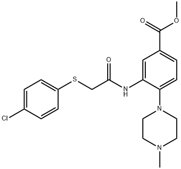 methyl 3-({[(4-chlorophenyl)sulfanyl]acetyl}amino)-4-(4-methyl-1-piperazinyl)benzoate Struktur