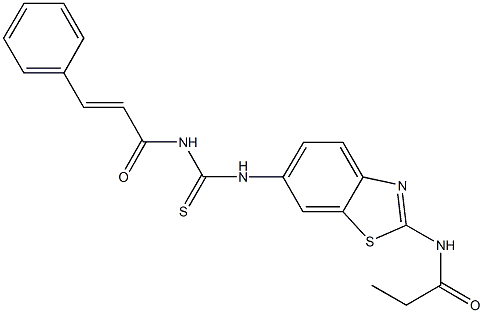 N-(6-{[(cinnamoylamino)carbothioyl]amino}-1,3-benzothiazol-2-yl)propanamide,890189-89-6,结构式