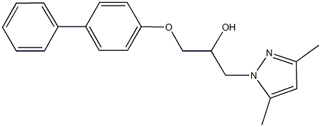 1-([1,1'-biphenyl]-4-yloxy)-3-(3,5-dimethyl-1H-pyrazol-1-yl)-2-propanol 化学構造式