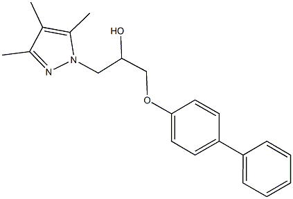 1-([1,1'-biphenyl]-4-yloxy)-3-(3,4,5-trimethyl-1H-pyrazol-1-yl)-2-propanol 化学構造式