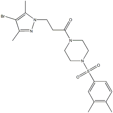 1-[3-(4-bromo-3,5-dimethyl-1H-pyrazol-1-yl)propanoyl]-4-[(3,4-dimethylphenyl)sulfonyl]piperazine Structure