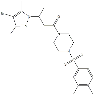 1-[3-(4-bromo-3,5-dimethyl-1H-pyrazol-1-yl)butanoyl]-4-[(3,4-dimethylphenyl)sulfonyl]piperazine Structure