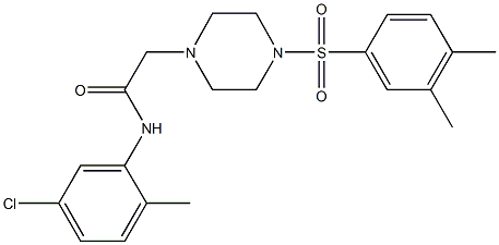 N-(5-chloro-2-methylphenyl)-2-{4-[(3,4-dimethylphenyl)sulfonyl]-1-piperazinyl}acetamide 化学構造式