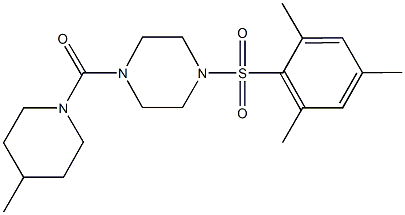 1-(mesitylsulfonyl)-4-[(4-methyl-1-piperidinyl)carbonyl]piperazine 化学構造式