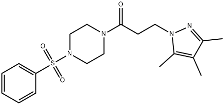 1-(phenylsulfonyl)-4-[3-(3,4,5-trimethyl-1H-pyrazol-1-yl)propanoyl]piperazine Structure