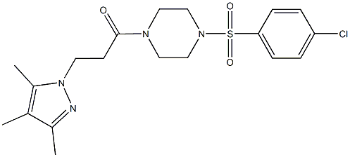 1-[(4-chlorophenyl)sulfonyl]-4-[3-(3,4,5-trimethyl-1H-pyrazol-1-yl)propanoyl]piperazine,890605-90-0,结构式