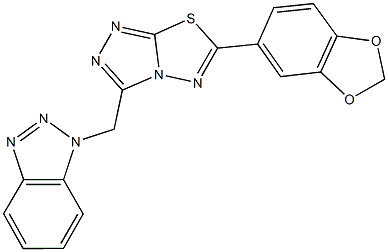 1-{[6-(1,3-benzodioxol-5-yl)[1,2,4]triazolo[3,4-b][1,3,4]thiadiazol-3-yl]methyl}-1H-1,2,3-benzotriazole 结构式