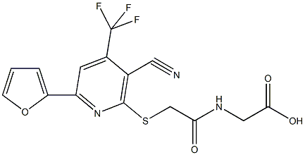 [({[3-cyano-6-(2-furyl)-4-(trifluoromethyl)-2-pyridinyl]sulfanyl}acetyl)amino]acetic acid Structure