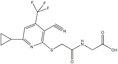 [({[3-cyano-6-cyclopropyl-4-(trifluoromethyl)-2-pyridinyl]sulfanyl}acetyl)amino]acetic acid Structure