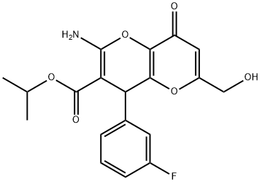 isopropyl 2-amino-4-(3-fluorophenyl)-6-(hydroxymethyl)-8-oxo-4,8-dihydropyrano[3,2-b]pyran-3-carboxylate Structure