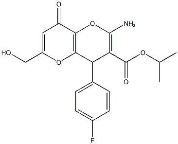 isopropyl 2-amino-4-(4-fluorophenyl)-6-(hydroxymethyl)-8-oxo-4,8-dihydropyrano[3,2-b]pyran-3-carboxylate Structure