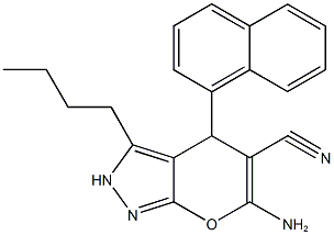6-amino-3-butyl-4-(1-naphthyl)-2,4-dihydropyrano[2,3-c]pyrazole-5-carbonitrile Structure