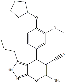 6-amino-4-[4-(cyclopentyloxy)-3-methoxyphenyl]-3-propyl-2,4-dihydropyrano[2,3-c]pyrazole-5-carbonitrile|
