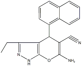 6-amino-3-ethyl-4-(1-naphthyl)-1,4-dihydropyrano[2,3-c]pyrazole-5-carbonitrile Structure