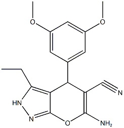 891463-69-7 6-amino-4-(3,5-dimethoxyphenyl)-3-ethyl-2,4-dihydropyrano[2,3-c]pyrazole-5-carbonitrile