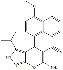 6-amino-3-isopropyl-4-(4-methoxy-1-naphthyl)-2,4-dihydropyrano[2,3-c]pyrazole-5-carbonitrile Structure