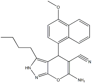 6-amino-3-butyl-4-(4-methoxy-1-naphthyl)-2,4-dihydropyrano[2,3-c]pyrazole-5-carbonitrile|