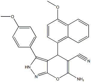 891464-16-7 6-amino-4-(4-methoxy-1-naphthyl)-3-(4-methoxyphenyl)-2,4-dihydropyrano[2,3-c]pyrazole-5-carbonitrile
